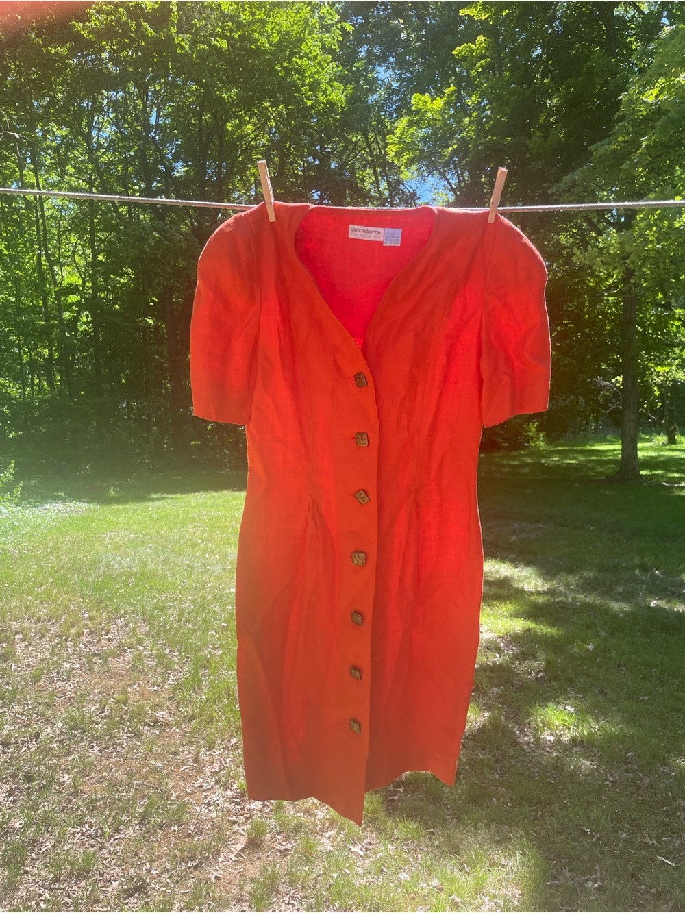 Amazing Vintage Liz Claiborne Linen Button-Front Dress